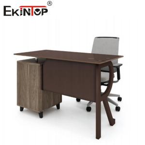 China Brown Glass Top Computer Desk With Wood Metal Drawer Custom on sale