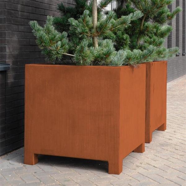 Quality Modern Metal Garden Pot Cube Size Corten Steel Square Planter With Leg wholesale