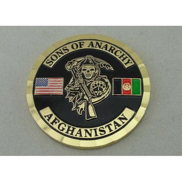 Quality USA Army Personalized Coins , Brass Die Stamped For Sons Of Anarchy With Box Packing And Gold Plating wholesale