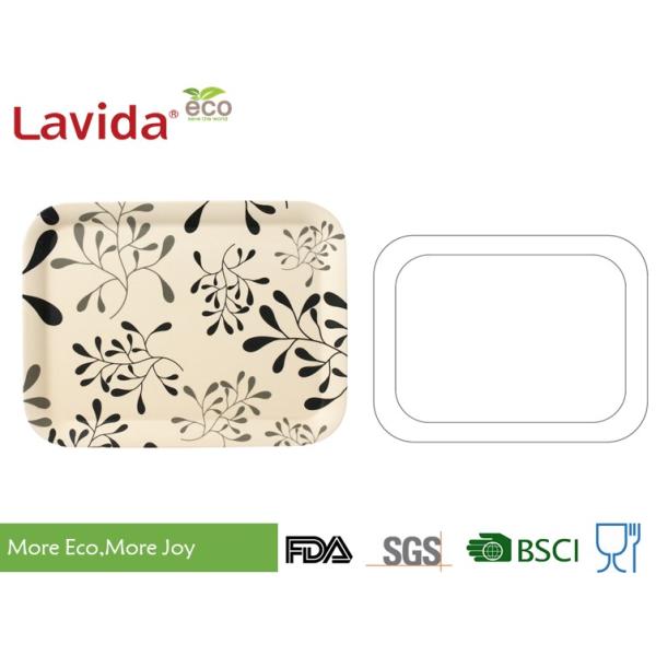 Tasteless Bamboo Fiber / Melamine Snack Tray Unbreakable Vintage Flower Style