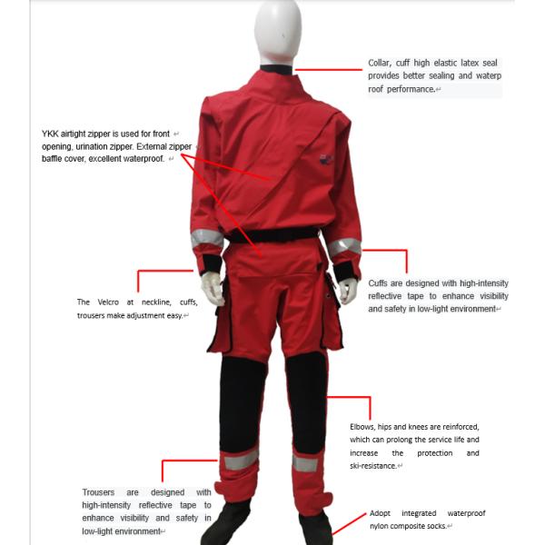 ZTDIVE Three Lays Water Rescue Dry Suit Wear Resistant With Waterproof Zipper