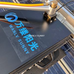 Solar Panel Cleaning Robot with Pressure Washing Scrubbing Blades and Water Jets
