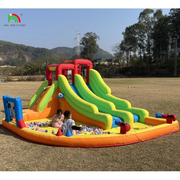 Inflatable Bouncer Combo Bounce House Double Lane Inflatable Water Slide With Water Pool Trampoline Shooting Net Basket Climbing