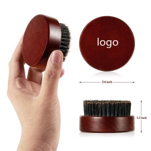 Beechwood Brown Round Beard Brush Customize Logo Beard Comb Kit