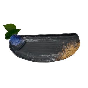 China Galaxy Pattern Melamine Dinner Plate Half Moon Shape Dinnerware on sale