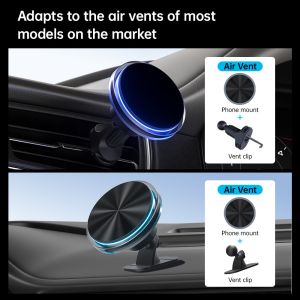 Customized Wireless Car Magsafe Charger With Crystal Ambient Light Design