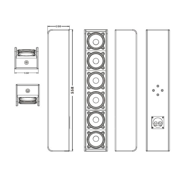 150W 3 Inch Column Loudspeaker 6x3 Inch Full Range Speaker