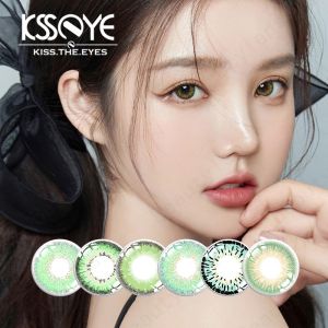 Cheap Custom Reusable Colored Sea Olive Green Contact Lens Yearly 14mm for sale