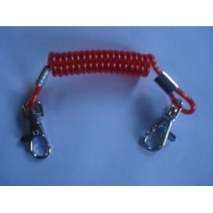 Coiled tool lanyard red color custom size in every part w/2pcs swivel lobster