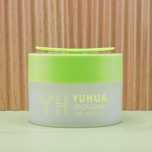 100g Double Wall Plastic Packaging Jars With Green Screw Top Cap Samll Spoon