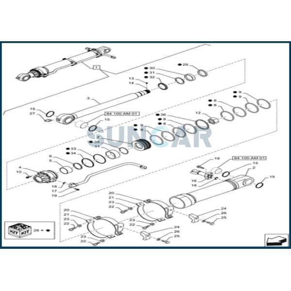 LZ013800 Bucket Cylinder Seal Repair Kit For Excavator Hydraulic Cylinder CX490D LC CX490D RTC