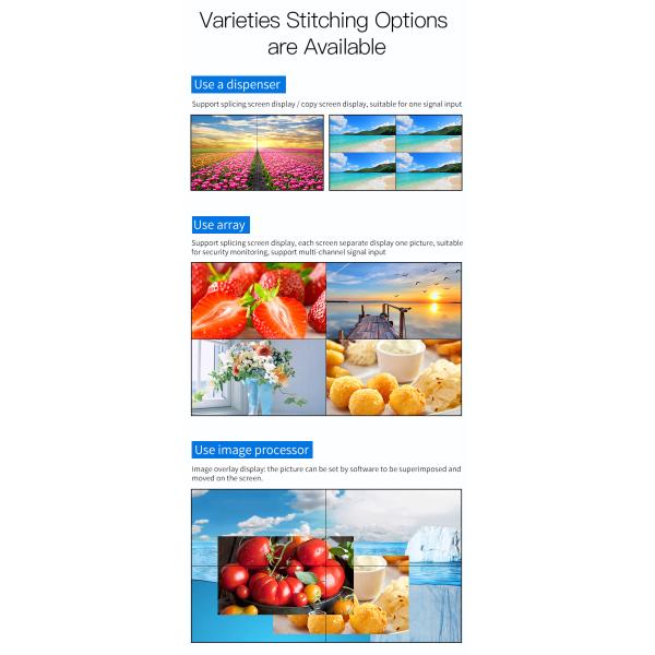 Ultra Narrow Edge UHD LCD Splicing Screen 55 Inch 3.5mm Indoor Video Wall Display