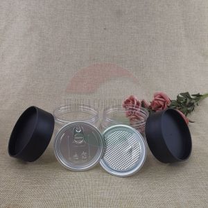 Black Lid Plastic Jars PET Material Transparent Storage Cans Food Packaging And