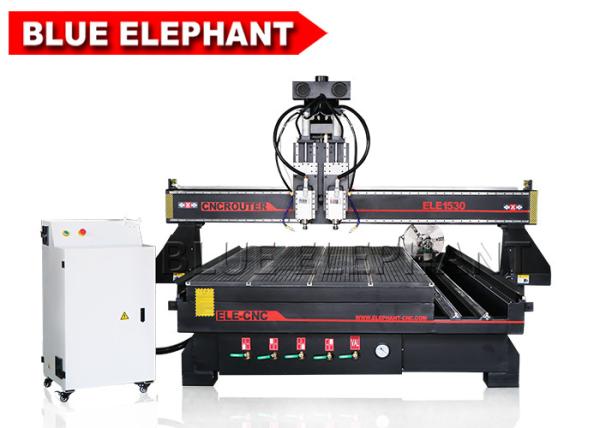 Pneumatic System 4 Axis Multi - Head CNC Router Double Spindle with Routary