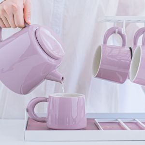 Porcelain Coffee Set With Modern Design Teapot And Cute Tea Mug Cappuccino Latte