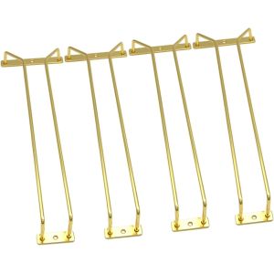 Gold 15.8-Inch Single Rail Metal Wine Glass Rack Under Cabinet Stemware Storage