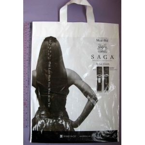 Custom Printed Plastic Bags with Handles For Cosmetics , White / Black