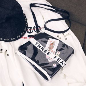 Japanese custom pu transparent bag creative bag street photo personality single