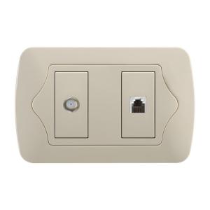China TV And TEL 1 Gang Socket American Style Wall Switch And Socket Anti Fire ABS on sale