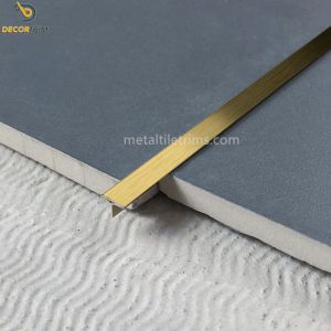 China 10mm Brushed Stainless Steel Tile Trim Decorative Gold T Shaped Flooring on sale