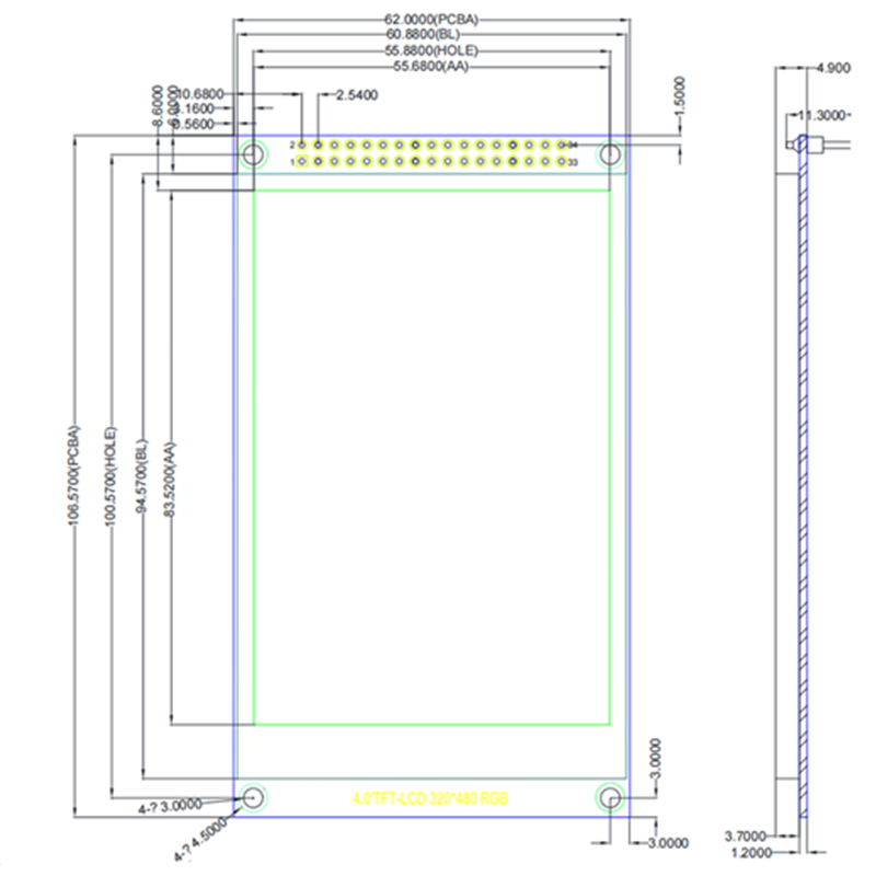 4.0-inch touch-enabled color screen with a 320 X 480 TFT LCD module, using the ILI9488 chip,segment lcd display,segment lcd