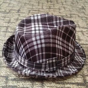 Straw Fedora Short Broad Brimmed Hat Poly String Sweatband / Leather Belt