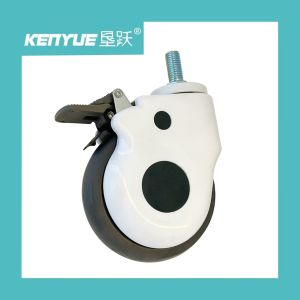 China 5-Inch White Medical Casters Band Brake PP And TPR Material on sale