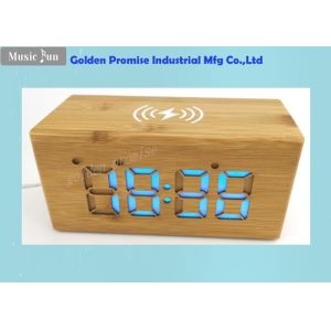 FCC Bamboo Electronics Alarm Clock Phone Charger 17*8*9cm