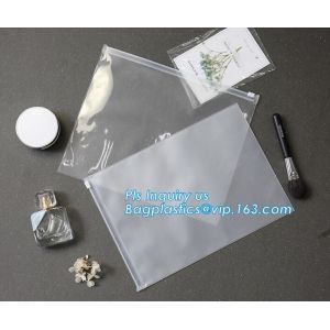 plastic bag with zip lock for cosmetic, slide lock poly bag, standing up zip