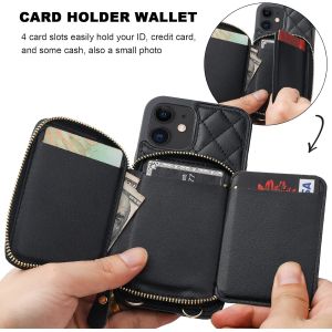 iPhone 12/12 Pro crossbody bag, RFID shielded PU leather strap bracket with card