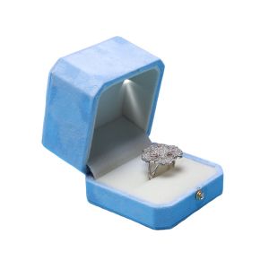 Blue Velvet Octagonal LED Jewelry Boxes Hanhong Screen's Custom Solution for