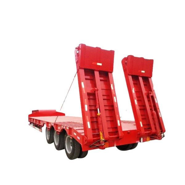 Truck Trailer 3 Axles/ 4 Axles 13000--16000mm Length 50 Ton Lowboy Trailer in