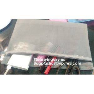 Official Stationary File Mesh Bag with Zipper Lock PVC Document Bag in