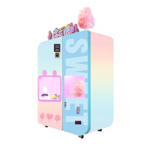 Pink Electric Cotton Candy Vending Machine 21.5 Inch Touch Screen And Self