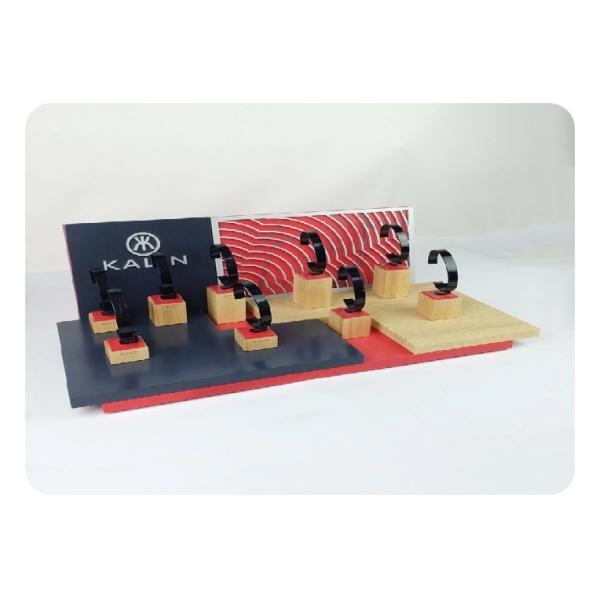 Customize Wooden Counter Watch Holder Stand Black Red Assemble Luxury Acrylic Tray