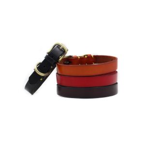China Handmade Stitching Dog Training Collar Copper Hardware First Layer Cowhide Collar Leather Dog Collar on sale
