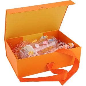 Foldable Magnetic Gift Box With Ribbon Rigid Cardboard Packaging Box For Perfume