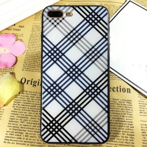 Cheap PC+TPU Silk Grain Classical Black&amp;White Grid Pattern Cell Phone Case Cover For iPhone 7 6s Plus for sale