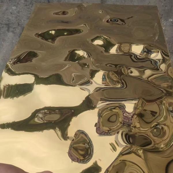 SUS304 Water Ripple Steel Sheet Gold Middle Big Pattern 0.8*1220x2440mm