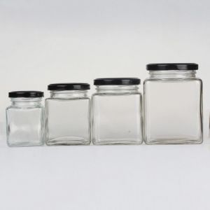 380ml 250ml Transparent Glass Jars HD Crystal Square Glass Honey Jar
