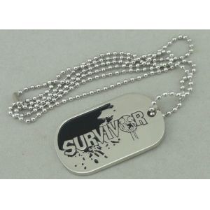 Zinc Alloy Survivor Personalised Dog Tags Soft Enamel Long Ball Chain And Nickel