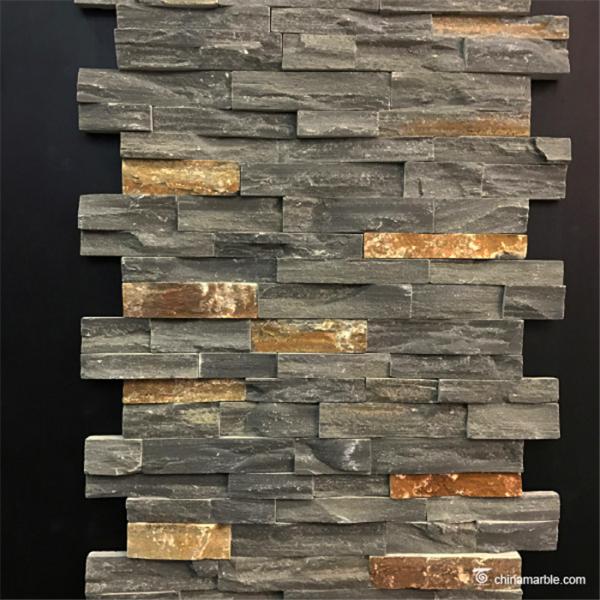 Black Slate With P014 Rust Rock Face Ledge Stone , China Wall Cladding