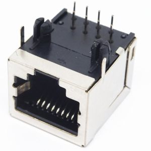 rj 45 through hole connector jack modular down tab direction with shielded