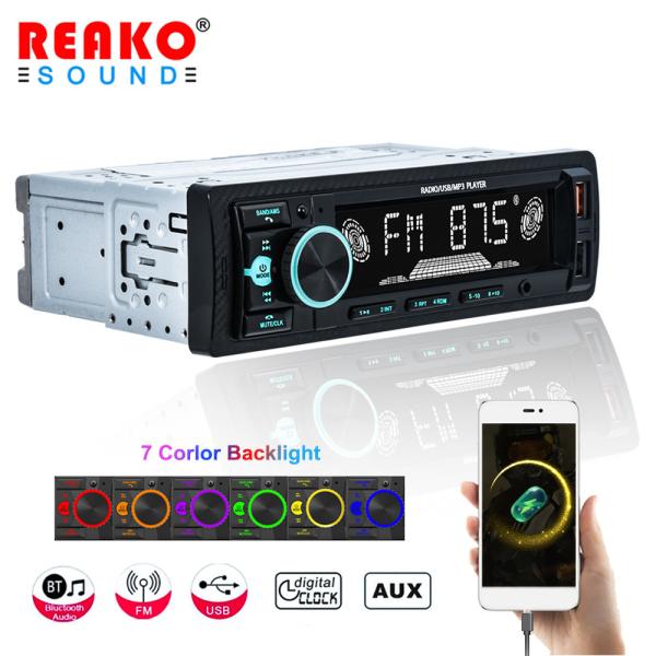 1 Din MP3 Car Stereo 7 Color Backlight Dual USB Fast Charging BT FM Radio MP3