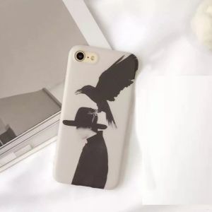 Soft TPU IMD Man and Crows Image Back Cover Cell Phone Case For iPhone 7 6s Plus