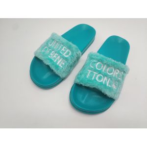 Fake Rabbit Fur Slipper Custom Women Soft Cute EVA Outsole Plush Fur Slides