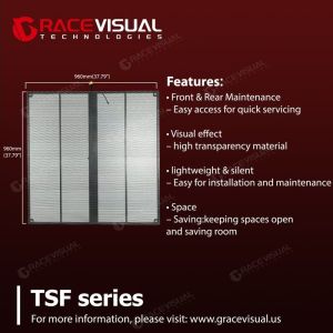 China TSF Series P3.9-7.8mm Transparent LED Screen – 1000x1000mm, High Refresh Rate 3840Hz, Customizable Indoor Fixed Installation, Aluminum Frame on sale