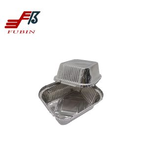 Disposable Silver Rectangular fast food container takeout trays in microwave for