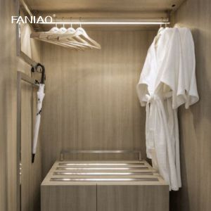 Custom Wooden Closet Hotel Wardrobe with DTC Hardware and Plywood