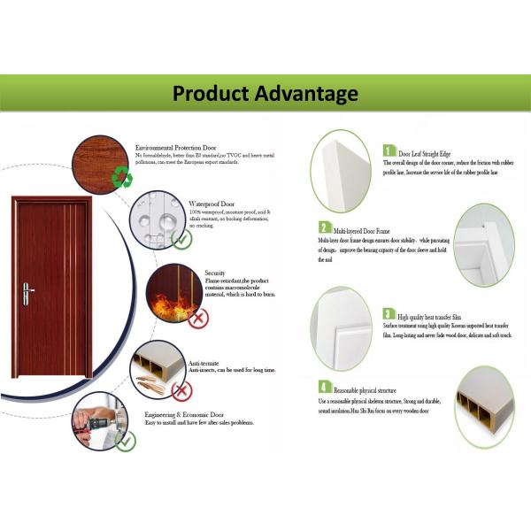 Wooden Composited Residential WPC Doors Entry Anti Formaldehyde Hotel Use